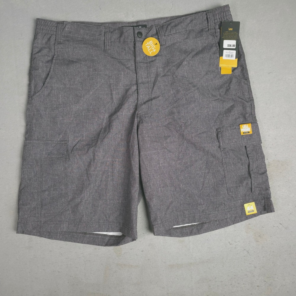 Lee Big‎ Tall Men Cargo Shorts Gray Heathered Flat Front Cell Phone Pocket